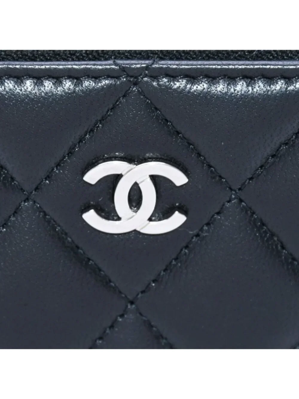 Chanel Classic Zip Coin Purse CC Logo Lambskin Black